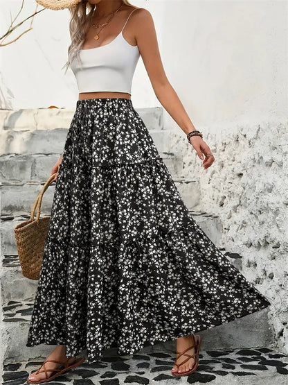 Tiered Floral Maxi Skirt styling — Livostyle
