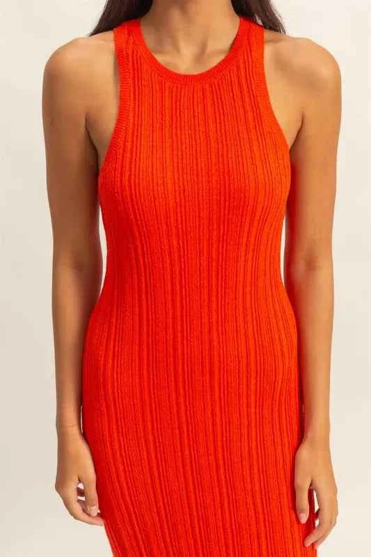 HYFVE Round Neck Bodycon Ribbed Knit Dress