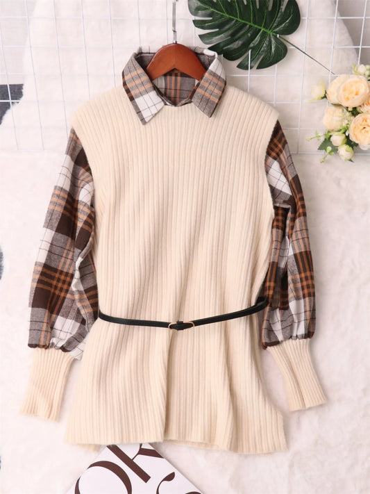 Plaid Long Sleeve Sweater Dress — Livostyle