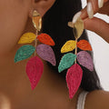 Rattan Woven Leaf Dangle Earrings — Livostyle
