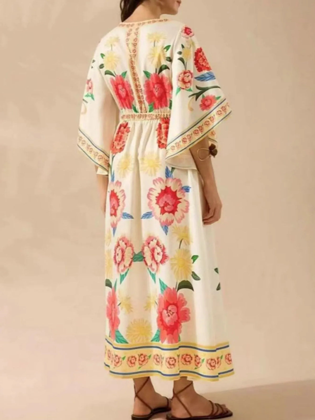 Palm Print V-Neck Midi Dress – photo 4