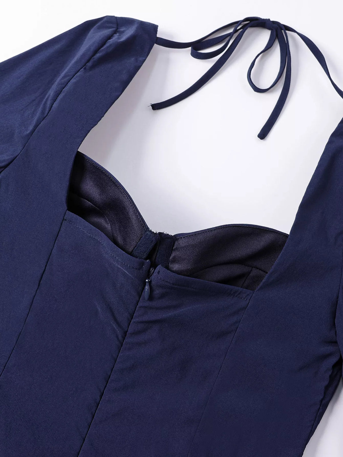 Sweetheart Neckline Long Sleeve A-Line Midi Dress – photo 14