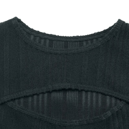 Ribbed Knit Cutout Long Sleeve Midi Dress – photo 6
