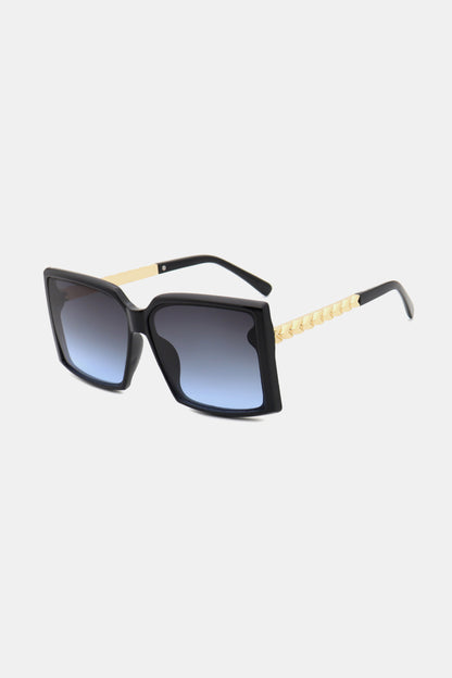 Polycarbonate Frame Square Sunglasses in Black with Gold — Livostyle
