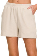 Cotton Slub Short Pants in Sand Beige — Livostyle
