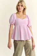 Versatile Peplum Blouse with Puffed Sleeves — Livostyle