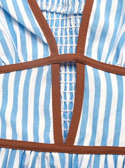 Striped Halter Neck Smocked Maxi Dress – photo 8