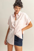 Casual Oversized Short Sleeve Button-Down Shirt — Livostyle
