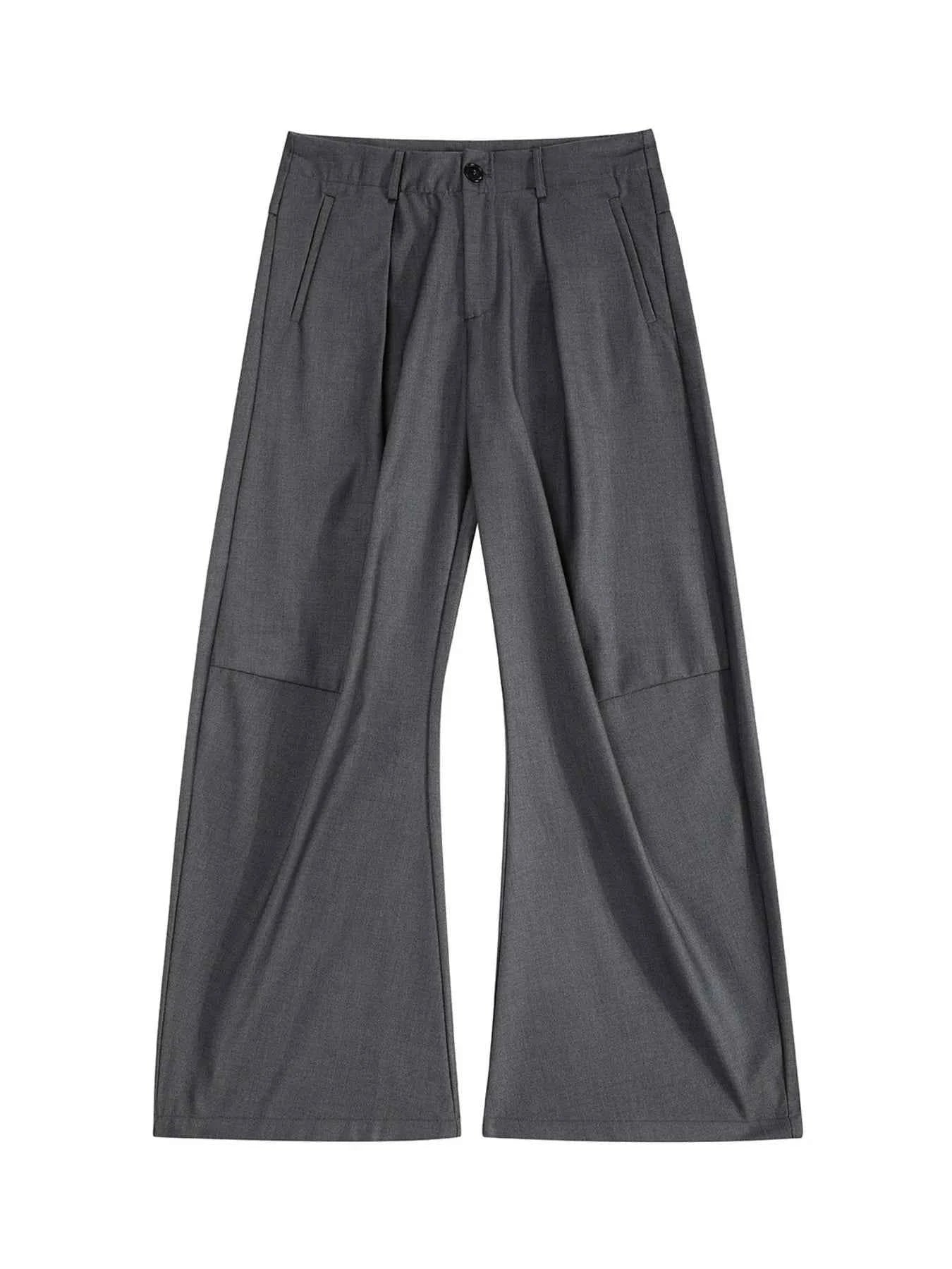 Men's High Waist Pleated Curved Pants