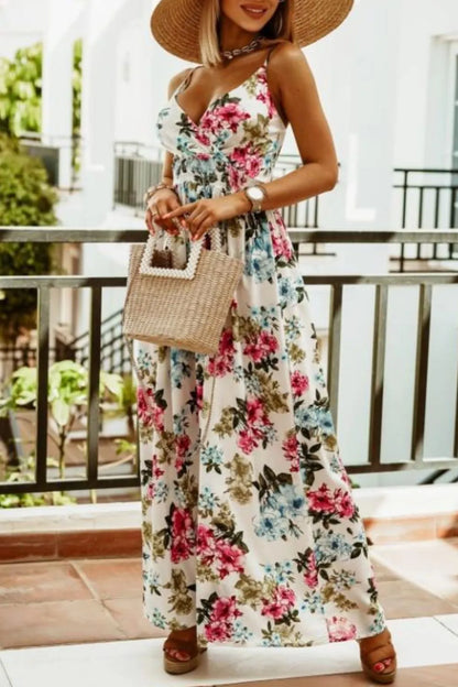 Printed Smocked Ruched Spaghetti Strap Maxi Dress – photo 5