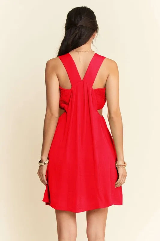 Orange Washed Satin Cutout Bandeau Mini Dress – photo 3
