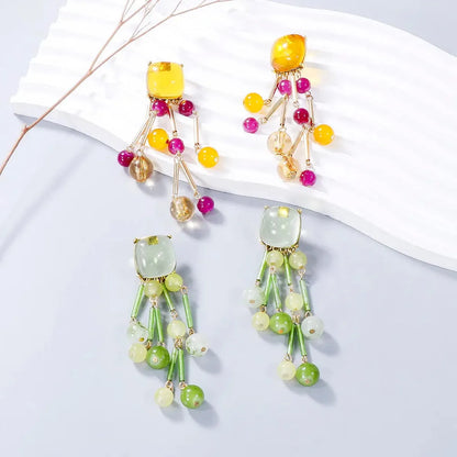 Acrylic Bead Dangle Earrings — square view — Livostyle