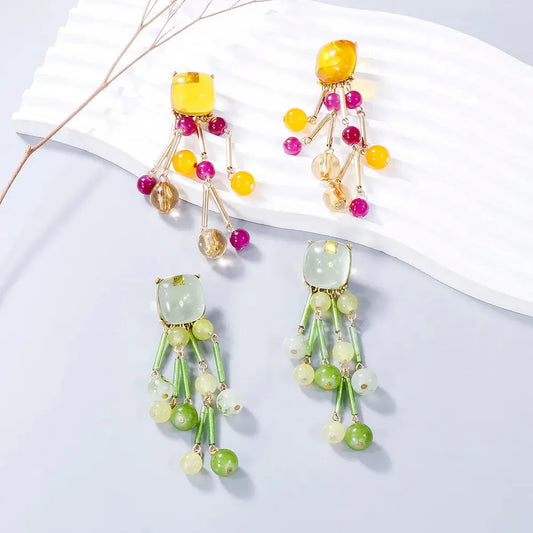 Acrylic Bead Dangle Earrings — square view — Livostyle