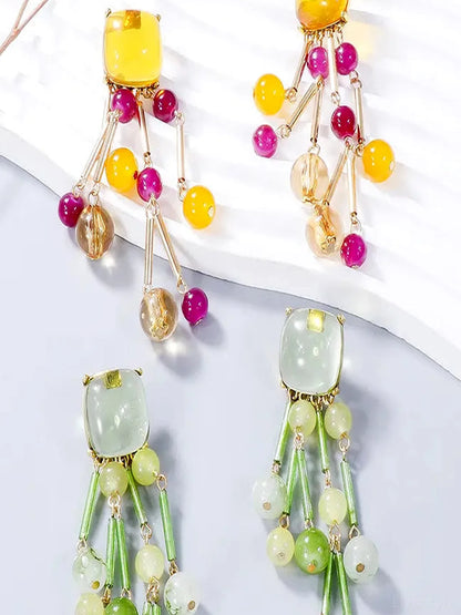 Acrylic Bead Dangle Earrings — detail view — Livostyle