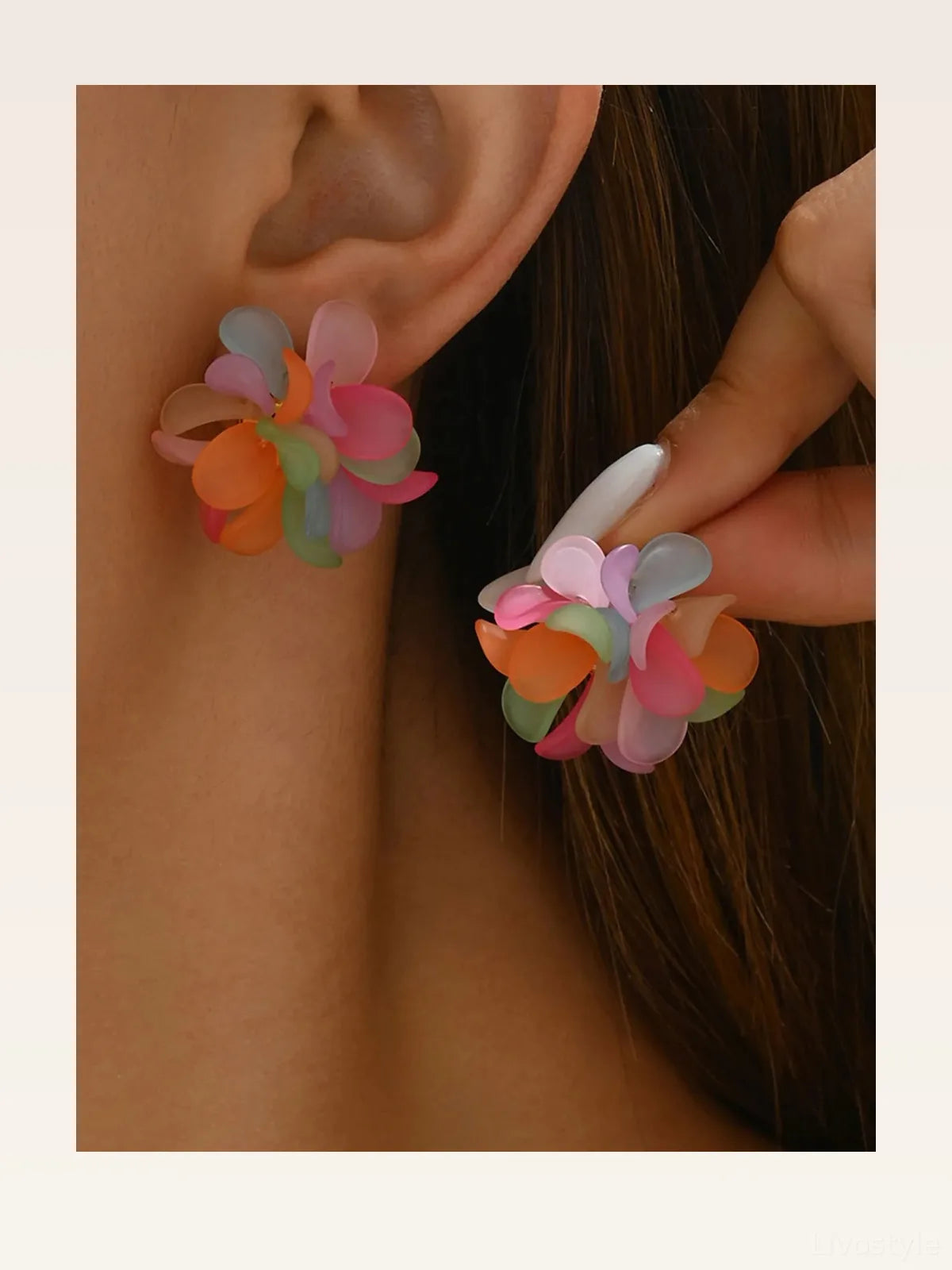 Acrylic Colorful Flower Stud Earrings — styled showcase — Livostyle
