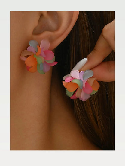 Acrylic Colorful Flower Stud Earrings — styled showcase — Livostyle