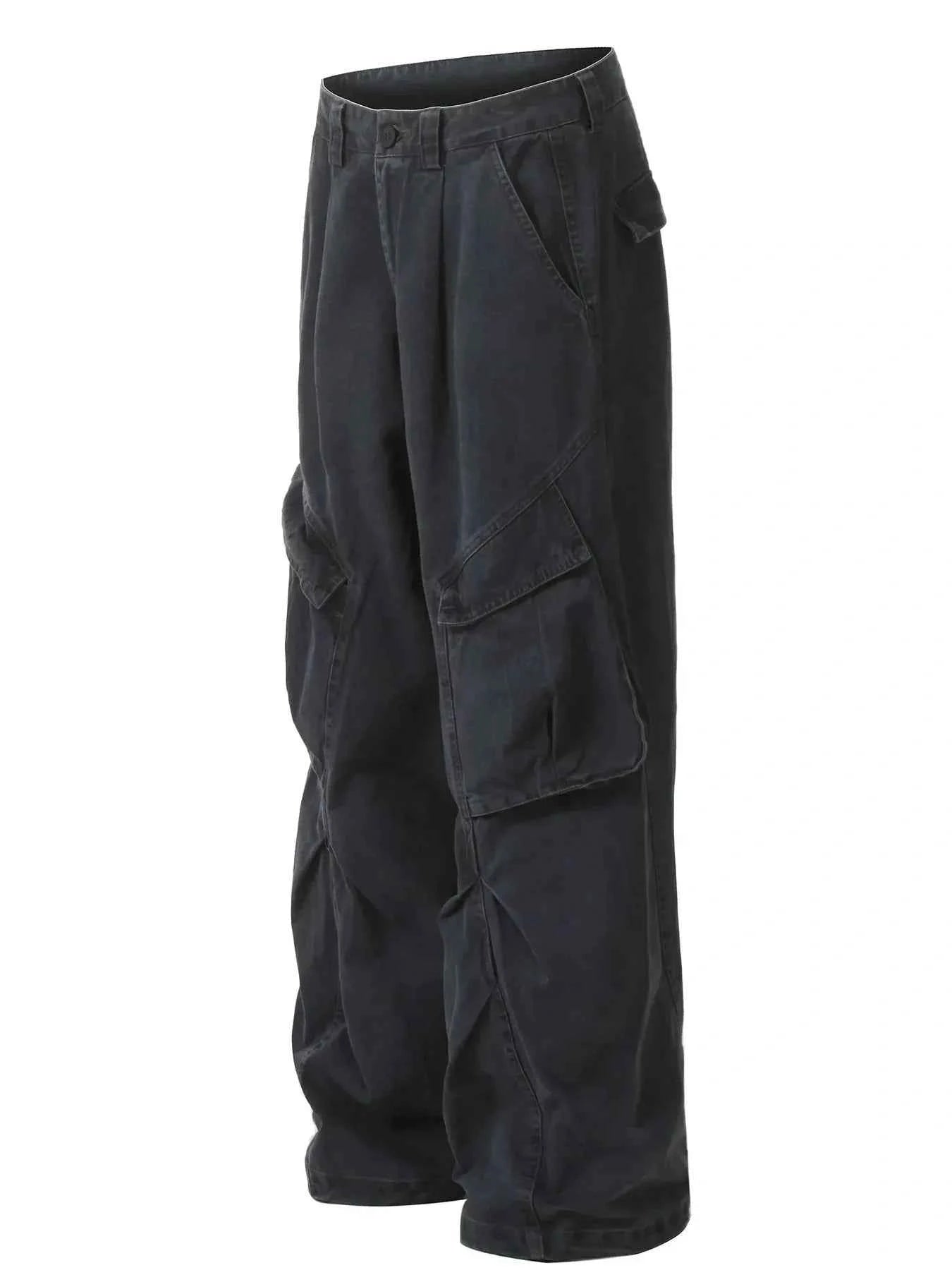 Men's Wide Leg Cargo Pants with Multi Pockets