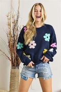 Floral Design Knit Sweater — Livostyle