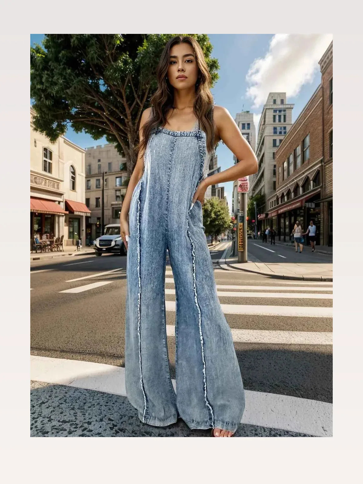 Adjustable Strap Wide Leg Denim Overalls — styled showcase — Livostyle