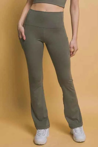 High Waist Flare Active Leggings with Side Pockets — Livostyle