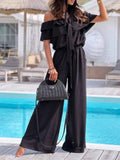 Off-Shoulder Ruffled Wide Leg Jumpsuit — Livostyle