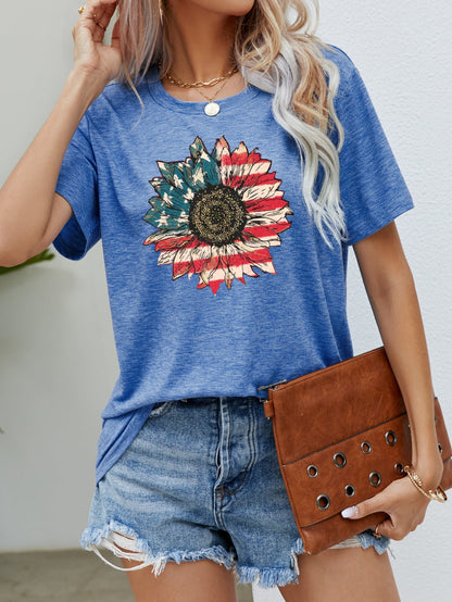 US Flag Flower Graphic Tee — Livostyle