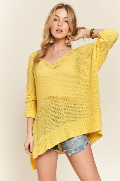 Chic Loose Fit Sweater Top with High-Low Slit — Livostyle