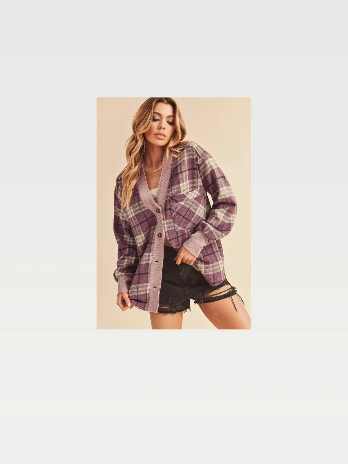 Chic Plaid Jacket with Side Slits and Patch Pockets — styled showcase — Livostyle