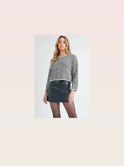 Elegant Striped Button-Down Cardigan — styled showcase — Livostyle
