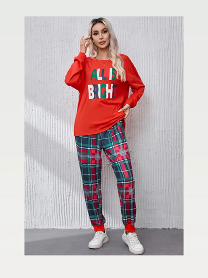 Round Neck Top and Plaid Pants Lounge Set — styled showcase — Livostyle