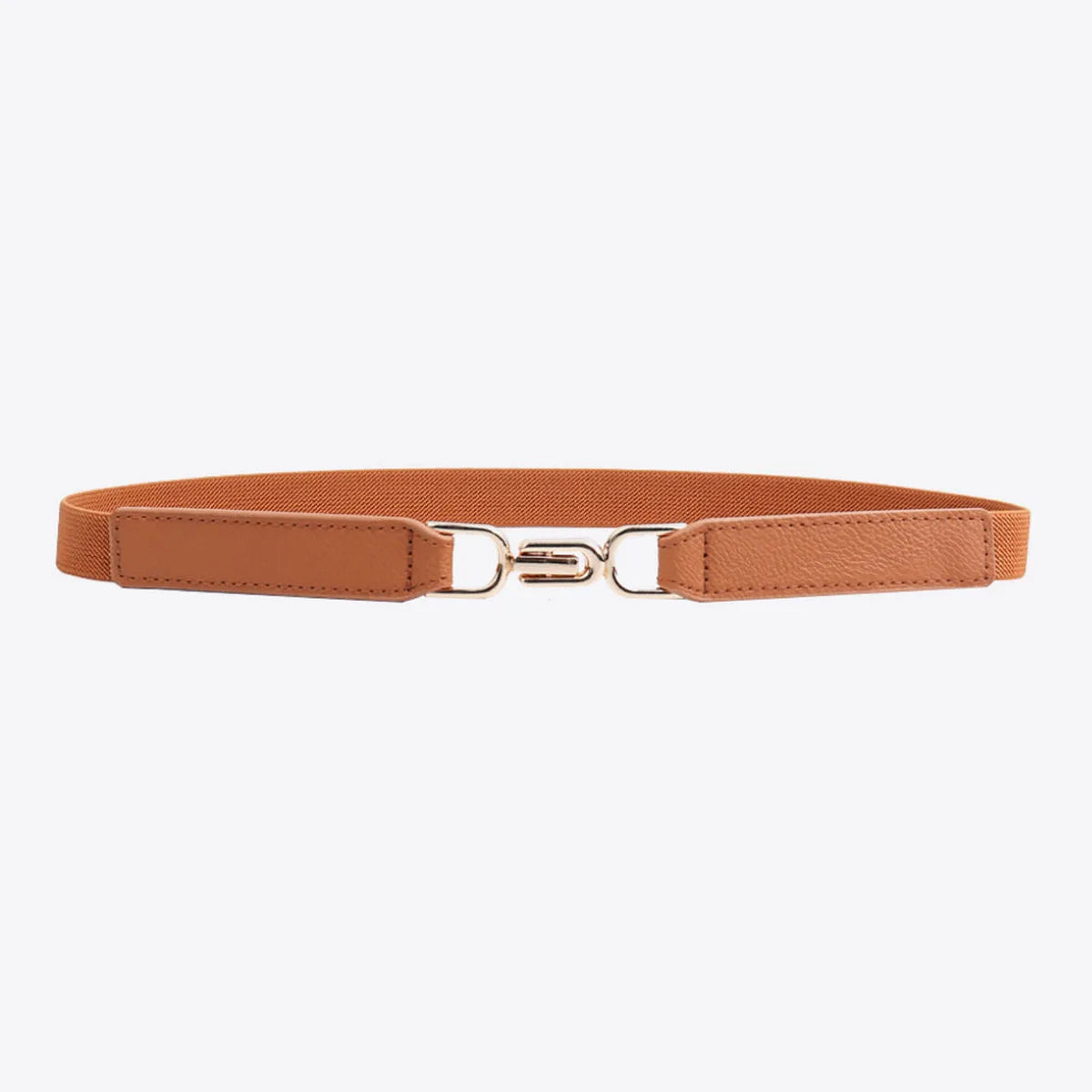 Leather Trim Alloy Buckle Elastic Belt — square view — Livostyle
