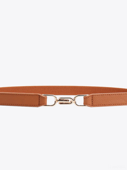 Leather Trim Alloy Buckle Elastic Belt — detail view — Livostyle