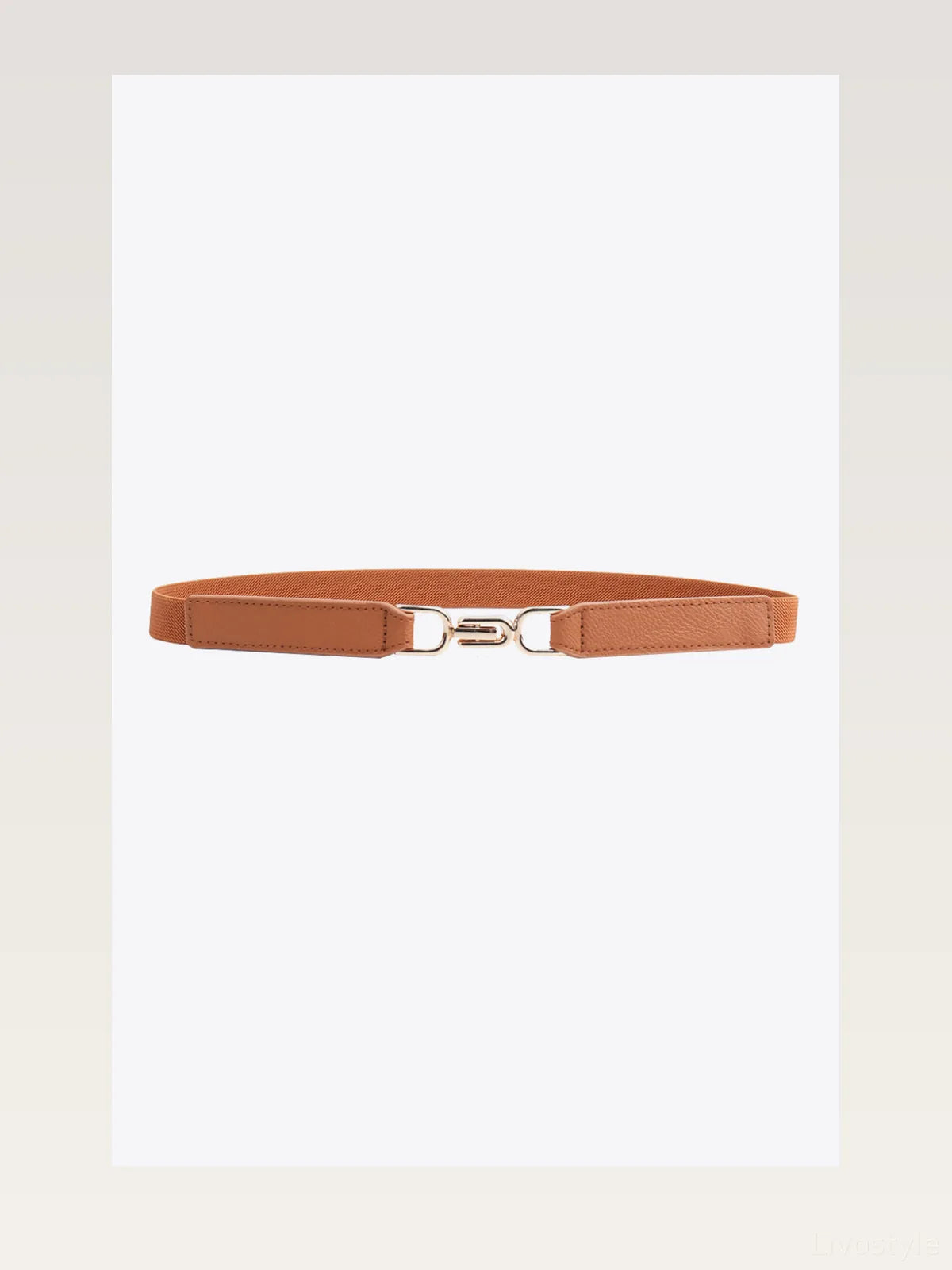 Leather Trim Alloy Buckle Elastic Belt — styled showcase — Livostyle