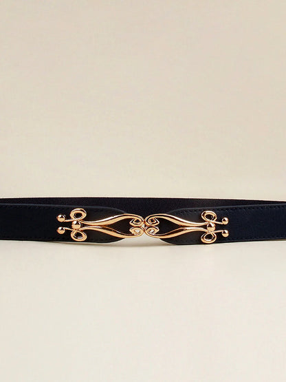 Dressy Alloy Buckle Elastic Belt — detail view — Livostyle