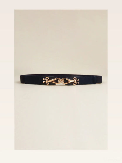 Dressy Alloy Buckle Elastic Belt — styled showcase — Livostyle