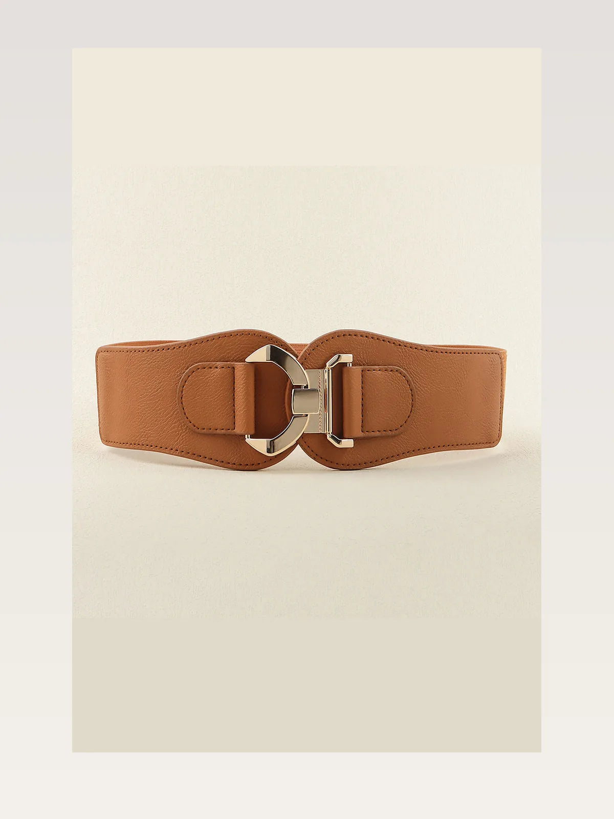 Faux Leather Cinch Alloy Buckle Elastic Belt — styled showcase — Livostyle