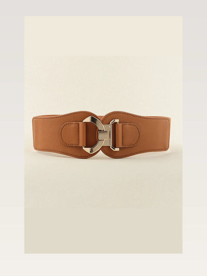 Faux Leather Cinch Alloy Buckle Elastic Belt — styled showcase — Livostyle