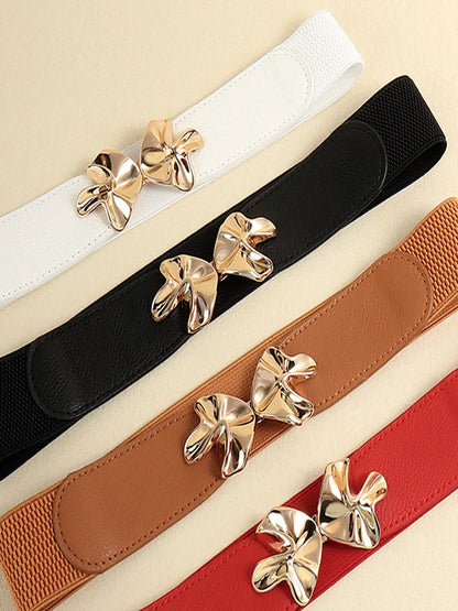 Bow Accent Alloy Buckle Elastic Belt — detail view — Livostyle