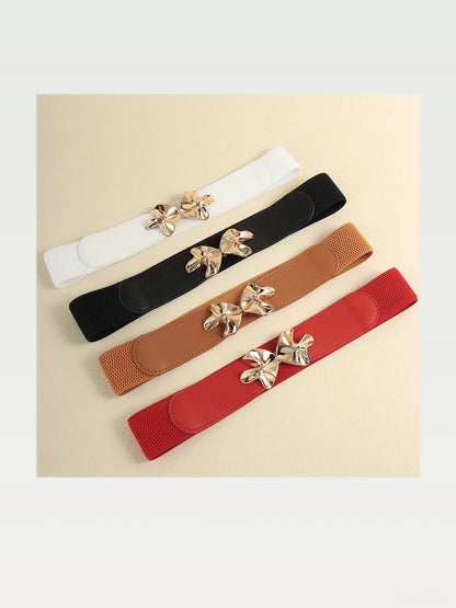Bow Accent Alloy Buckle Elastic Belt — styled showcase — Livostyle