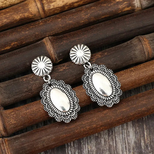 Alloy Flower Dangle Earrings — square view — Livostyle