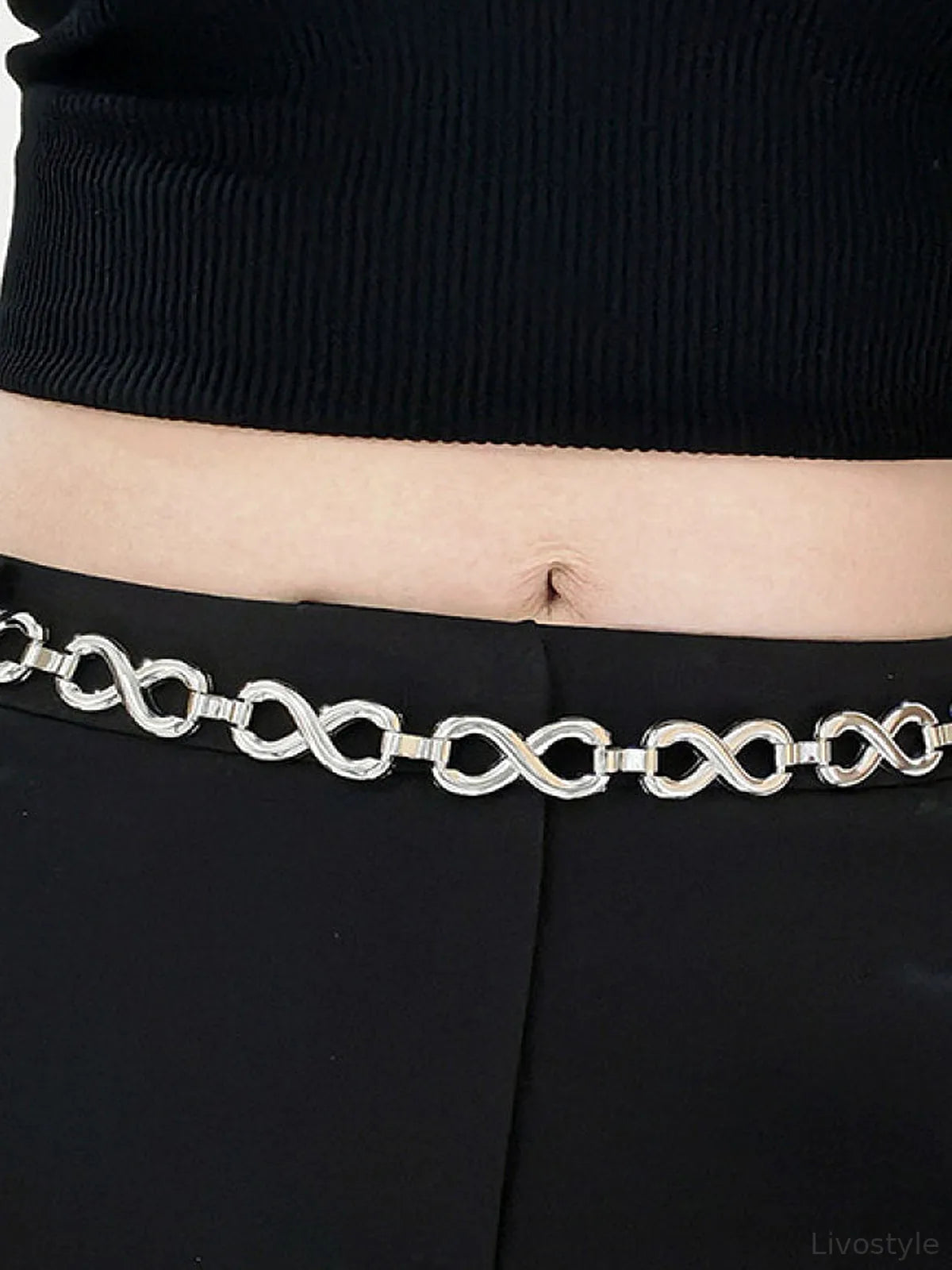 Silver Alloy Lobster Clasp Belt — detail view — Livostyle