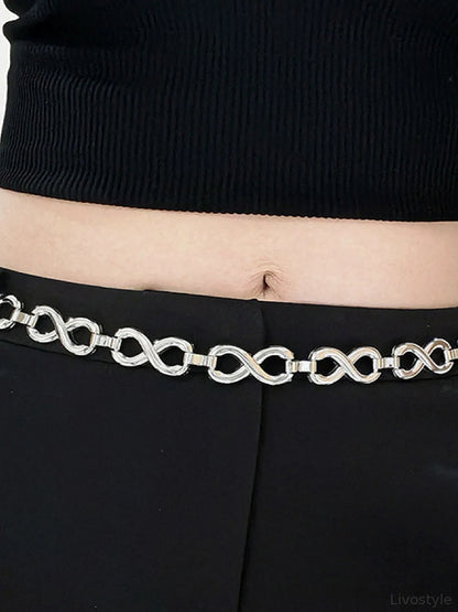 Silver Alloy Lobster Clasp Belt — detail view — Livostyle