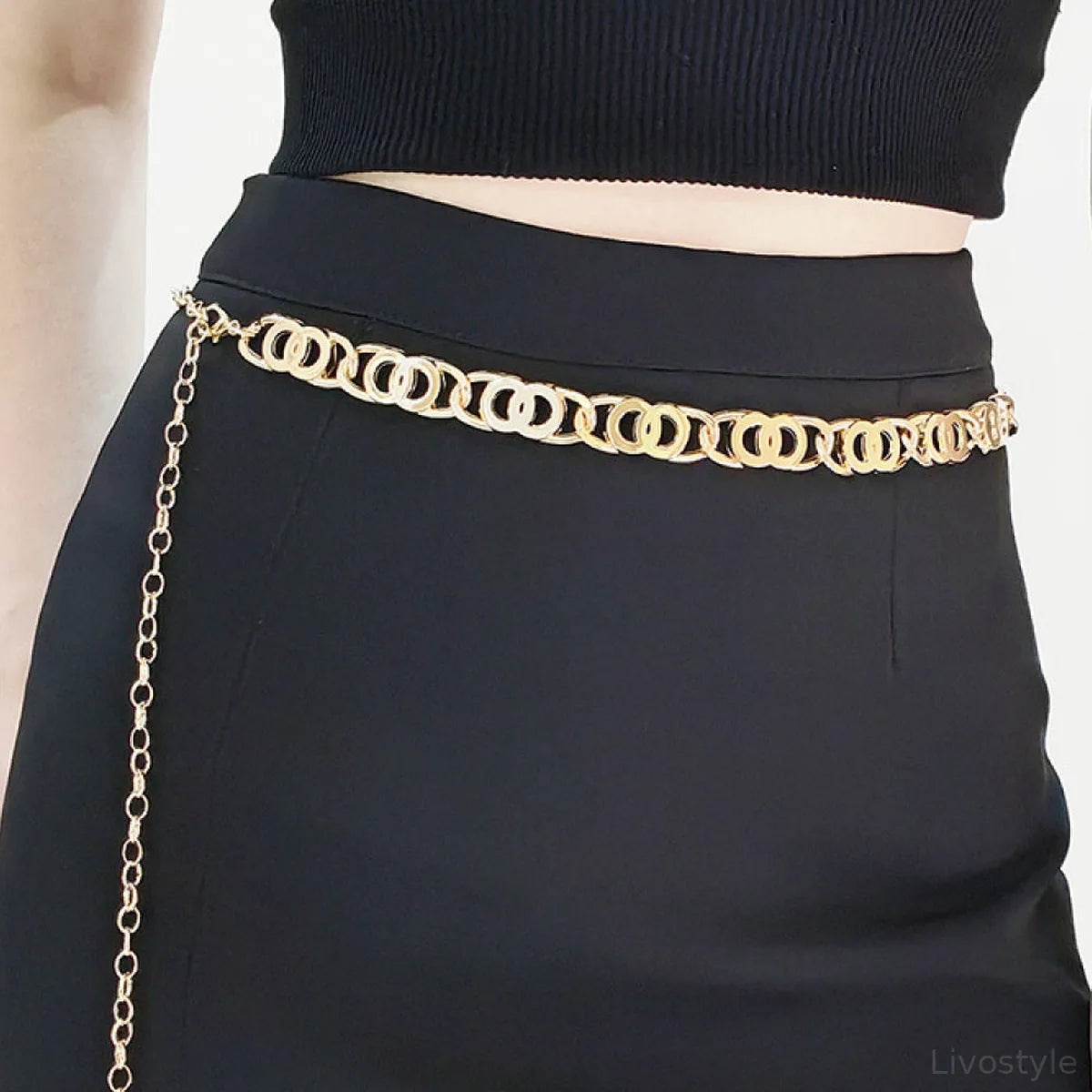 Gold Silver Alloy Lobster Clasp Belt — square view — Livostyle
