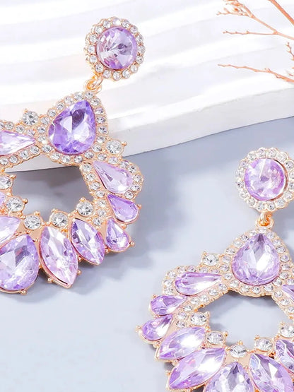 Alloy Rhinestone Dangle Earrings — detail view — Livostyle