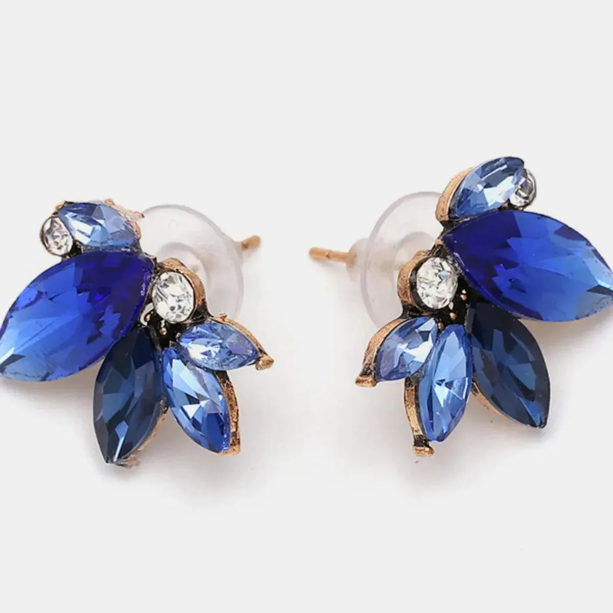Alloy Rhinestone Flower Stud Earrings — square view — Livostyle