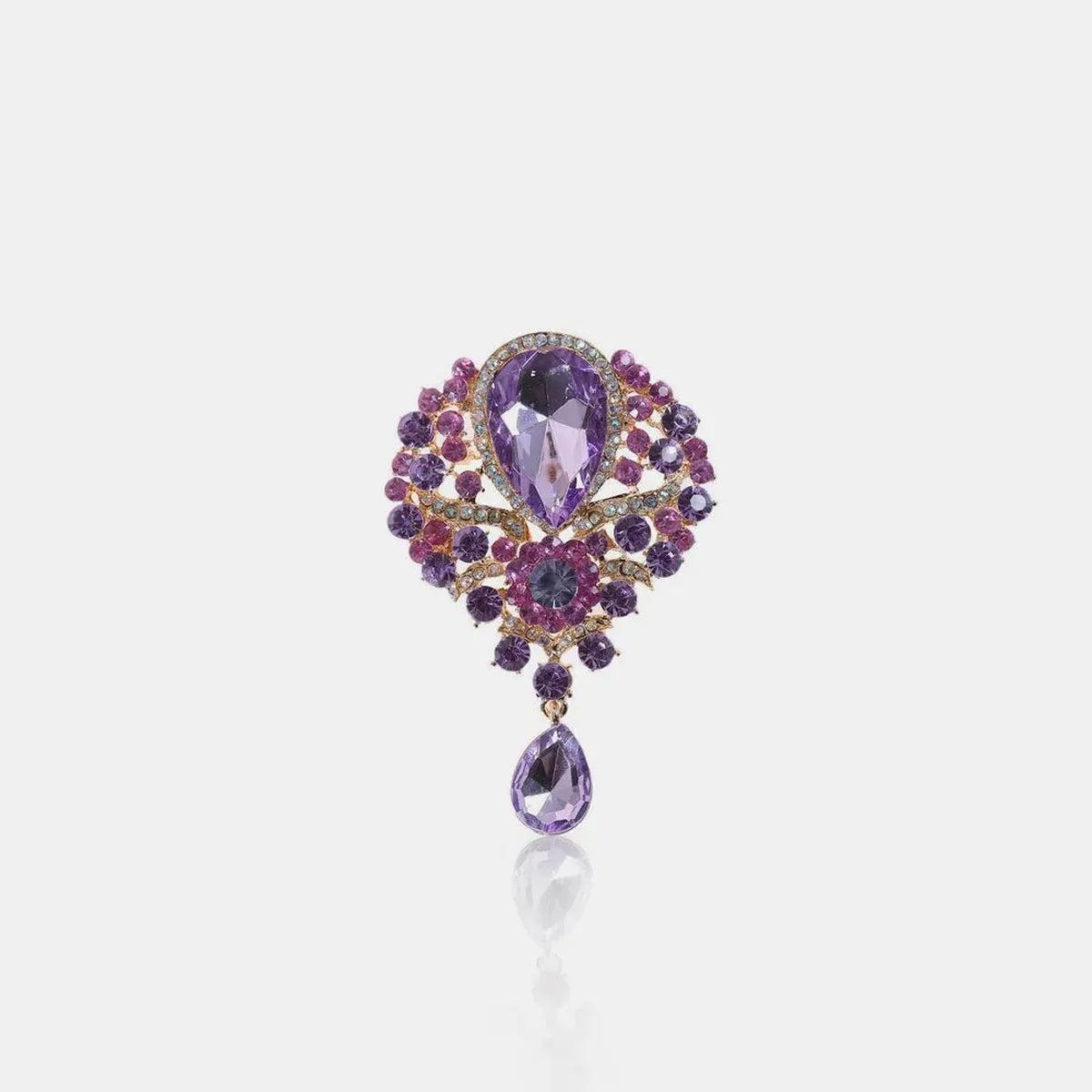 Alloy Rhinestone Teardrop Brooch — square view — Livostyle