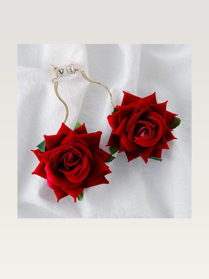 Alloy Rose Dangle Earrings — styled showcase — Livostyle