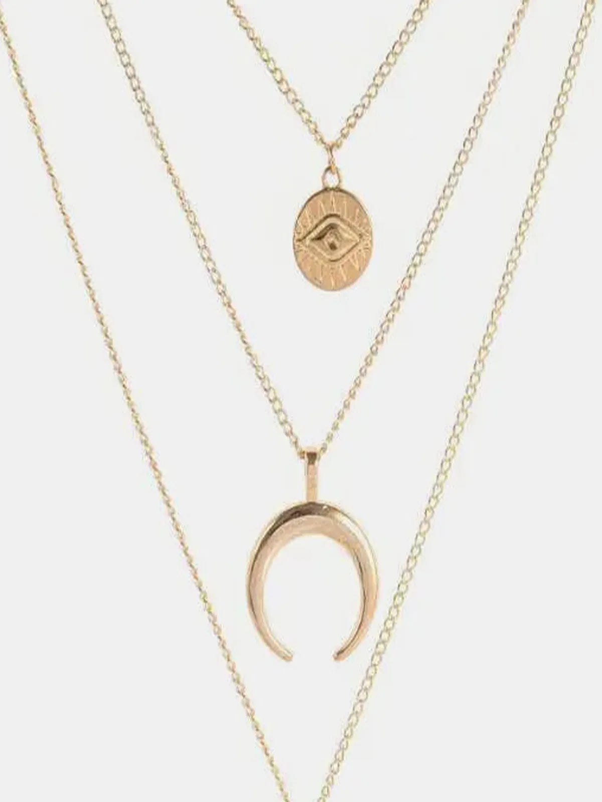 Alloy Three-Layered Bull Head Pendant Necklace — detail view — Livostyle