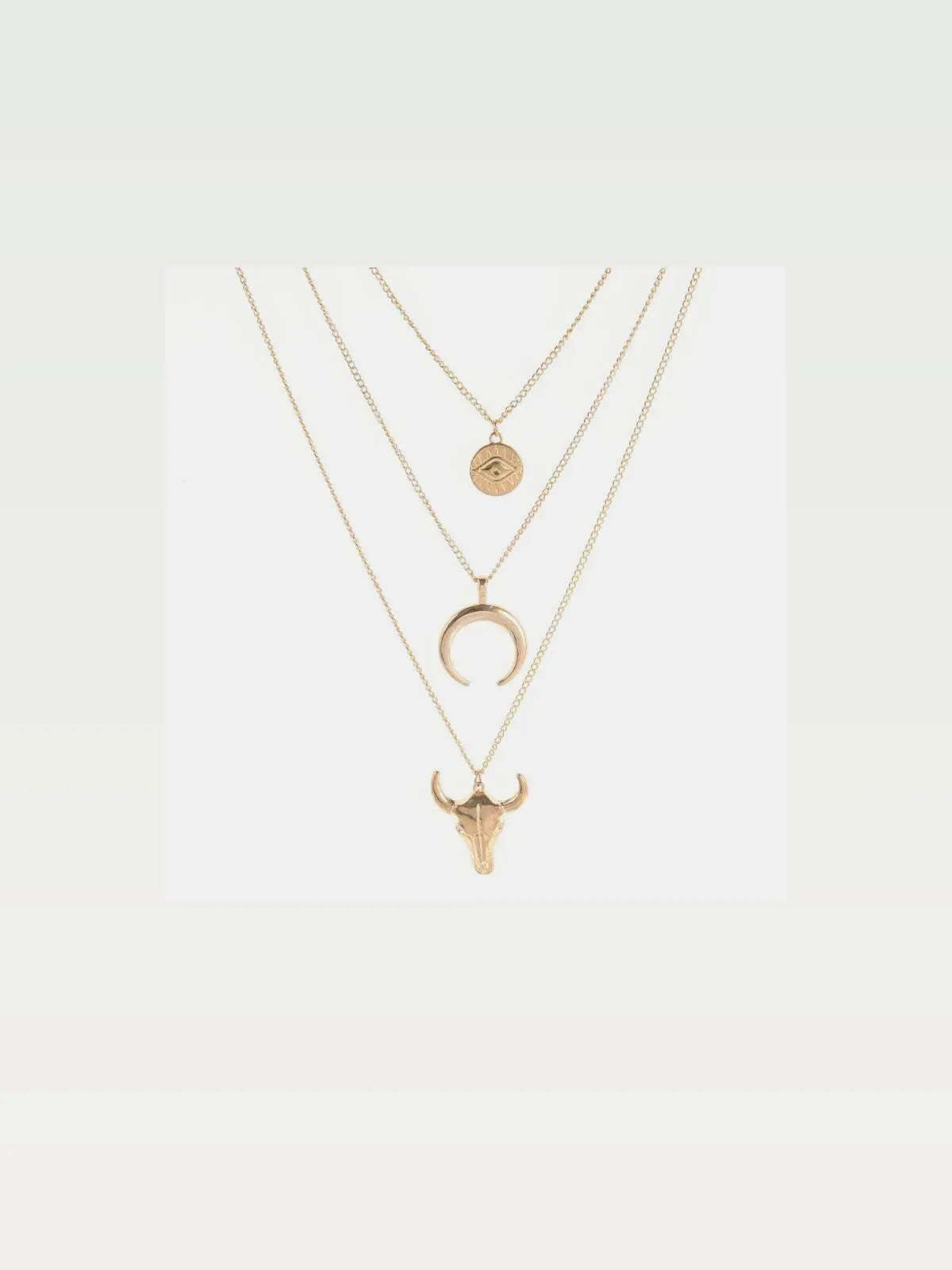 Alloy Three-Layered Bull Head Pendant Necklace — styled showcase — Livostyle