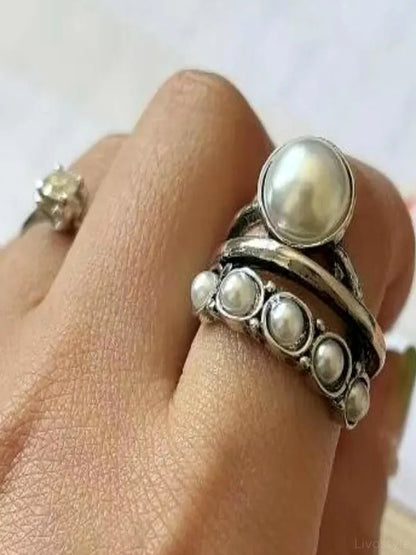 Alloy Three-Layered Open Ring — detail view — Livostyle